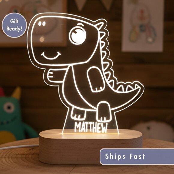 Dinosaur Custom Name Light • Personalized LED Cloud Decor • Kids Gift - Picture 1 of 8